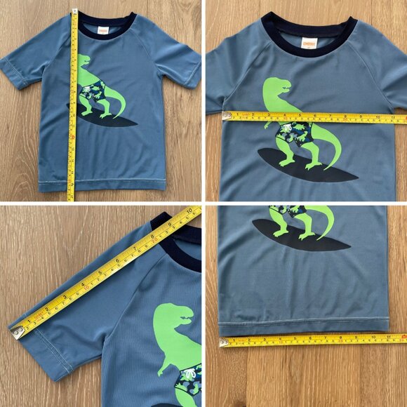 Gymboree Swim Suit Boys 2T Rash Guard Board Shorts 18-24 Dinosaur Blue Green - Picture 8 of 15